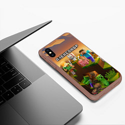 Чехол iPhone XS Max матовый Александр Minecraft, цвет: 3D-коричневый — фото 2