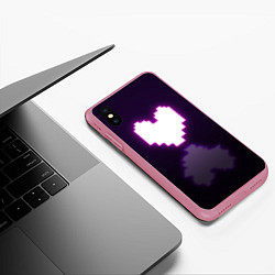 Чехол iPhone XS Max матовый Undertale heart neon, цвет: 3D-малиновый — фото 2