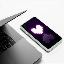 Чехол iPhone XS Max матовый Undertale heart neon, цвет: 3D-салатовый — фото 2