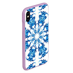 Чехол iPhone XS Max матовый Гжель синий цветок, цвет: 3D-сиреневый — фото 2