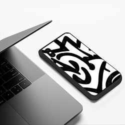 Чехол iPhone XS Max матовый Хаотичные узоры в стиле граффити, цвет: 3D-черный — фото 2
