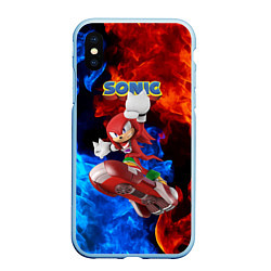 Чехол iPhone XS Max матовый Knuckles Echidna - Sonic - Video game, цвет: 3D-голубой