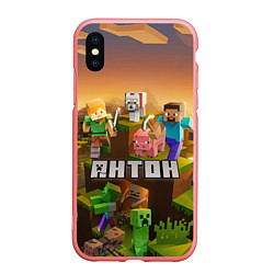 Чехол iPhone XS Max матовый Антон Minecraft, цвет: 3D-баблгам