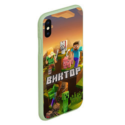 Чехол iPhone XS Max матовый Виктор Minecraft, цвет: 3D-салатовый — фото 2