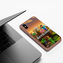 Чехол iPhone XS Max матовый Виталий Minecraft, цвет: 3D-коричневый — фото 2