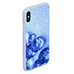 Чехол iPhone XS Max матовый Кубики льда и капли воды, цвет: 3D-светло-сиреневый — фото 2