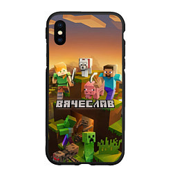 Чехол iPhone XS Max матовый Вячеслав Minecraft, цвет: 3D-черный