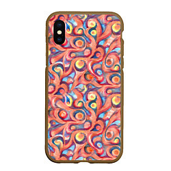 Чехол iPhone XS Max матовый Коралловая акварель, цвет: 3D-коричневый