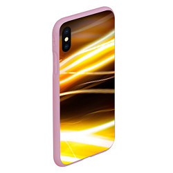Чехол iPhone XS Max матовый Желтые неоновые полосы, цвет: 3D-розовый — фото 2
