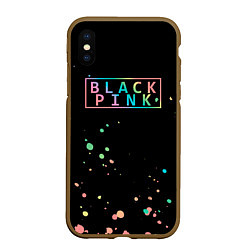 Чехол iPhone XS Max матовый Blackpink брызги красок, цвет: 3D-коричневый