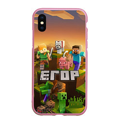 Чехол iPhone XS Max матовый Егор Minecraft, цвет: 3D-розовый