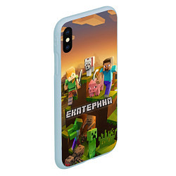 Чехол iPhone XS Max матовый Екатерина Minecraft, цвет: 3D-голубой — фото 2