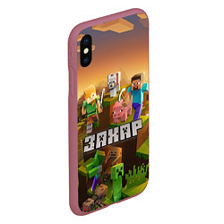 Чехол iPhone XS Max матовый Захар Minecraft, цвет: 3D-малиновый — фото 2