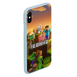 Чехол iPhone XS Max матовый Леонид Minecraft, цвет: 3D-голубой — фото 2