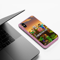 Чехол iPhone XS Max матовый Людмила Minecraft, цвет: 3D-розовый — фото 2