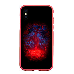 Чехол iPhone XS Max матовый Stranger Things - monster, цвет: 3D-красный