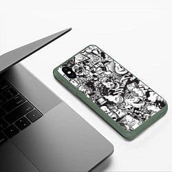 Чехол iPhone XS Max матовый Граффити на белом фоне, цвет: 3D-темно-зеленый — фото 2