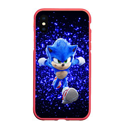 Чехол iPhone XS Max матовый Sonic sequins, цвет: 3D-красный