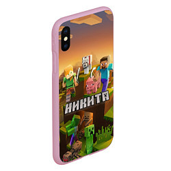 Чехол iPhone XS Max матовый Никита Minecraft, цвет: 3D-розовый — фото 2