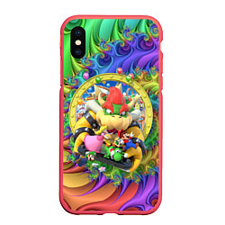 Чехол iPhone XS Max матовый Mario Party - Team of heroes, цвет: 3D-красный