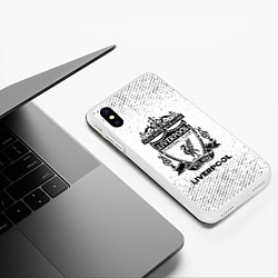 Чехол iPhone XS Max матовый Liverpool с потертостями на светлом фоне, цвет: 3D-белый — фото 2