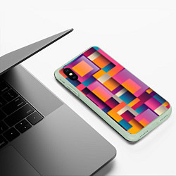 Чехол iPhone XS Max матовый Квадрат и прямоугольники, цвет: 3D-салатовый — фото 2