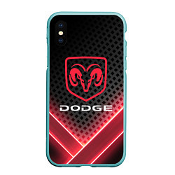 Чехол iPhone XS Max матовый Dodge карбон, цвет: 3D-мятный