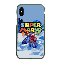 Чехол iPhone XS Max матовый Марио и Луиджи гонщики - Super Mario, цвет: 3D-темно-зеленый