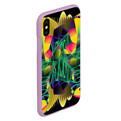 Чехол iPhone XS Max матовый Цветная абстрактная полоса графика, цвет: 3D-сиреневый — фото 2