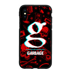 Чехол iPhone XS Max матовый Garbage rock glitch, цвет: 3D-черный