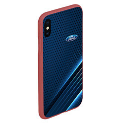 Чехол iPhone XS Max матовый Ford Абстракция карбон, цвет: 3D-красный — фото 2