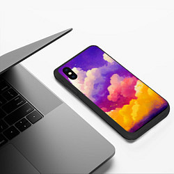 Чехол iPhone XS Max матовый Акварельный закат в облаках, цвет: 3D-черный — фото 2