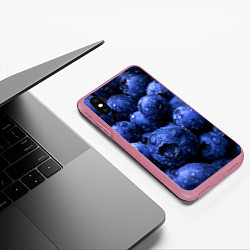 Чехол iPhone XS Max матовый Роса на чернике, цвет: 3D-малиновый — фото 2