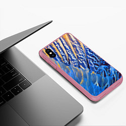 Чехол iPhone XS Max матовый Перьевой паттерн - авангард, цвет: 3D-малиновый — фото 2