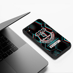 Чехол iPhone XS Max матовый Everton FC в стиле glitch на темном фоне, цвет: 3D-черный — фото 2