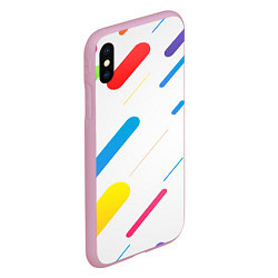 Чехол iPhone XS Max матовый Разноцветные круги и полосы, цвет: 3D-розовый — фото 2
