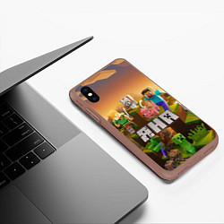 Чехол iPhone XS Max матовый Яна Minecraft, цвет: 3D-коричневый — фото 2