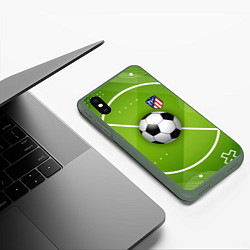 Чехол iPhone XS Max матовый Atletico madrid Мяч, цвет: 3D-темно-зеленый — фото 2