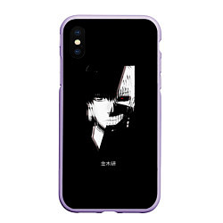 Чехол iPhone XS Max матовый Tokyo Ghoul Kaneki Ken glitch, цвет: 3D-светло-сиреневый