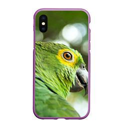 Чехол iPhone XS Max матовый Попугaй, цвет: 3D-фиолетовый