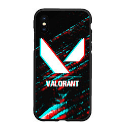 Чехол iPhone XS Max матовый Valorant в стиле glitch и баги графики на темном ф, цвет: 3D-черный