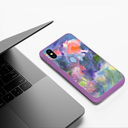 Чехол iPhone XS Max матовый Красочные пятна акварели, цвет: 3D-фиолетовый — фото 2