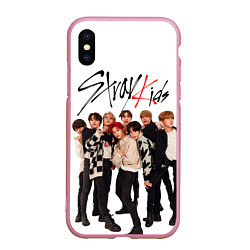 Чехол iPhone XS Max матовый Stray Kids white background, цвет: 3D-розовый