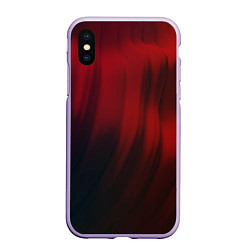 Чехол iPhone XS Max матовый Красные абстрактные волны во тьме, цвет: 3D-светло-сиреневый