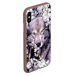 Чехол iPhone XS Max матовый Волк, глаза хищника, цвет: 3D-коричневый — фото 2