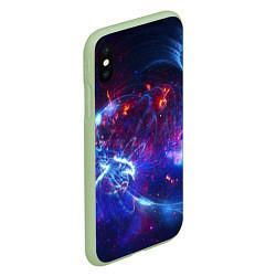 Чехол iPhone XS Max матовый Абстрактное космическое пространство, цвет: 3D-салатовый — фото 2