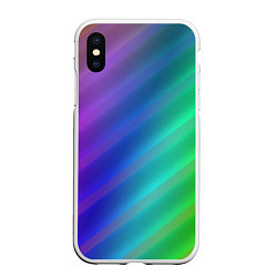 Чехол iPhone XS Max матовый Полосы всех цветов радуги, цвет: 3D-белый