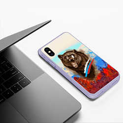 Чехол iPhone XS Max матовый Не буди зверя русский медведь, цвет: 3D-светло-сиреневый — фото 2