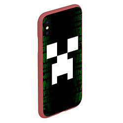 Чехол iPhone XS Max матовый Лицо Крипера - Майнкрафт, цвет: 3D-красный — фото 2