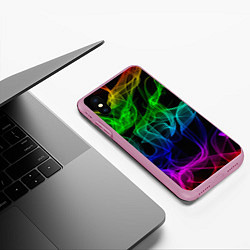 Чехол iPhone XS Max матовый Разноцветный неоновый дым, цвет: 3D-розовый — фото 2